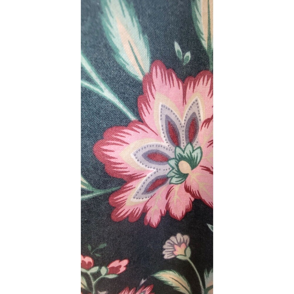 Waverly Duralee Floral Vine English Garden Pattern 1980's Black Pink VTG Curtain
